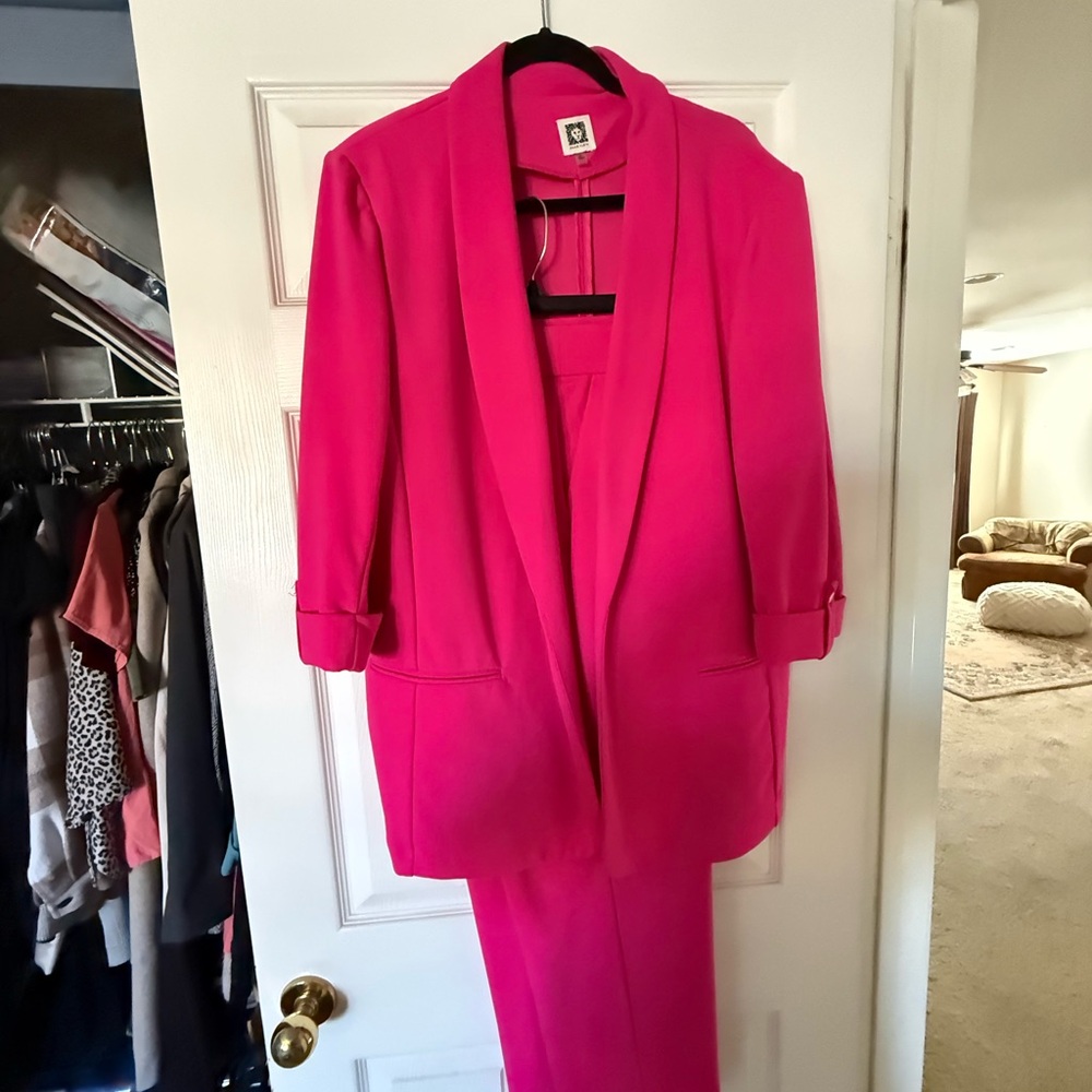 Hot Pink Women's Blazer and Pants Set